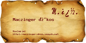 Maczinger Ákos névjegykártya